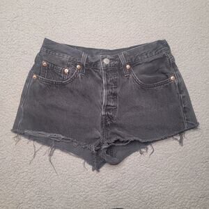 Levis 501 Shorts 27 Lunar Black Faded Original Fit Frayed High Rise 56327-0112